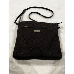 Coach Signature Crossbody Shoulder Bag Dark Brown/Black